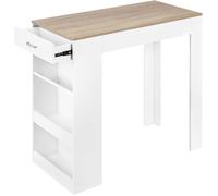 WOLTU Table de Bar, Table Haute Cuisine avec Tiroir, Table Console en Bois d'Ingénierie, 100x50x100cm, Blanc+Chêne Clair W0ATT0371
