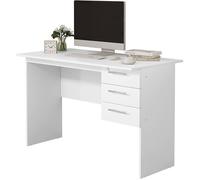 WOLTU Bureau avec 3 Tiroirs, 120x60x75 cm, Bureau d'Ordinateur avec Rangement, en Bois d'Ingénierie, Blanc