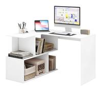 WOLTU Table de bureau en MDF,Bureau d’ordinateur avec étagères,Table de travail, 120x100x77 cm,Blanc