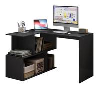 WOLTU Table de Bureau, Table de Travail PC, Table d'ordinateur avec étagères, 120x100x77cm, Noir W0ETT0016