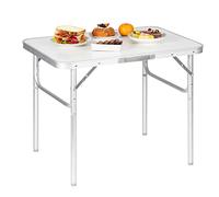 WOLTU Table de Camping Pliable, Table de Pique-Nique Pliante Portable, 2 Hauteur Réglable, en Aluminium et MDF, Blanc