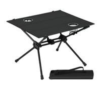 WOLTU Table de Camping Pliable, Table Pliante Légère avec 2 Porte-Gobelets et Sac de Transport, Portable, pour Pique-Nique Pêche Plage Jardin, en Métal et en Oxford, Noir