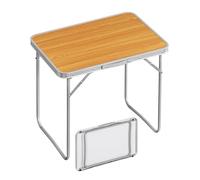WOLTU Table de Camping Pliante, en Aluminium et MDF, Table de Jardin, Portable, pour Plage Balcon 70x60x50 cm, Chêne