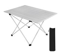 WOLTU Table de Camping Pliante en Aluminium, Léger et Portable, Table Pliable pour Pique-Nique, Plage, Extérieur, Barbecue, 68x46x40cm, Argent