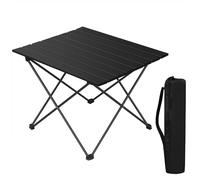 WOLTU Table de Camping Pliante en Aluminium, Léger et Portable, Table Pliable pour Pique-Nique, Plage, Extérieur, Barbecue, 56x46x40cm, Noir