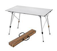Table de camping WOLTU pliante en aluminium. Table de pique-nique. Hauteur réglable. 120 x 68.5 cm Argent