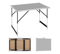 WOLTU Table de Camping Pliante Table de Jardin Tables de Travail Tables de Balcon réglable en Hauteur en Aluminium Acier MDF,Gris