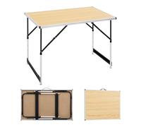 WOLTU Table de Camping Pliante Tables de Jardin Tables de Travail Table de Balcon réglable en Hauteur en Aluminium Acier MDF,Chêne Clair