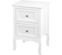WOLTU Table de Chevet avec 2 Tiroirs, Blanc | Table de Nuit, pour Salon Chambre, Rétro, en MDF, 40x30x60 cm