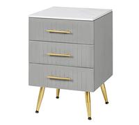 WOLTU Table de Chevet avec 3 Tiroirs en Velours, Gris
