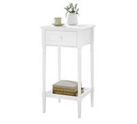 WOLTU Table de Chevet Blanche, Table d'Appoint avec Tiroir et Étagère, 35x35x70,5cm, Table Basse avec Pieds en Bois Massif, Petite Table Haute pour Chambre Salon, Style Baroque, NTS09ws