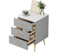 WOLTU Table de Chevet en Velours, Table de Nuit, Commode de Rangement en MDF, Montage Facile 40,5x41x60cm, Gris