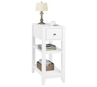 WOLTU Table de Chevet Étroit, Table de Nuit avec 1 Tiroir et 2 Étagères, Table d'Appoint avec Rangement, 45x28x66cm, Bout de Canapé pour Chambre, Style Moderne, Blanc, NTS02ws