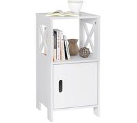 WOLTU Table de Chevet Étroite 30x30x60cm, avec 1 Casier Ouvert et 1 Compartiment avec Porte, Chevet de Lit Moderne, Blanc TSR166ws