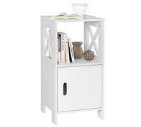 WOLTU Table de Chevet Étroite 30x30x60cm, Table de Nuit avec 1 Casier Ouvert et 1 Compartiment avec Porte, en MDF, Blanc, TSR166ws