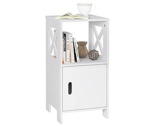 WOLTU Table de Chevet Étroite 30x30x60cm, Table de Nuit avec 1 Casier Ouvert et 1 Compartiment avec Porte, en MDF, Blanc, TSR166ws