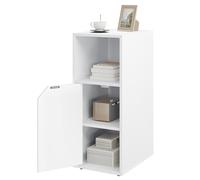 WOLTU Table de Chevet Étroite, Table de Nuit avec 1 Compartiment Ouvert et 1 Placard, Étagère Réglable, 25x35x62cm, pour Chambre, Salon, Moderne, Blanc, NTS16ws