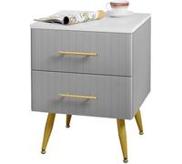 WOLTU Table de Chevet, Livré monté, Commode de Rangement avec 2 Tiroirs en Velours, 40x41x52.50cm, Gris W0ETT0071
