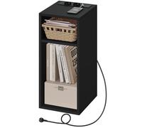 WOLTU Table de Chevet, Table d’appoint avec Station de Charge, Bout de Canapé, 2Ports USB+2Prises, 25x30x60cm, Noir