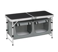 WOLTU Table de Pique Nique Pliante avec Compartiments de Rangement, Table de Jardin Portable et Réglable en Hauteur, pour 4 à 6 Personnes, en Aluminium, Noir +Gris