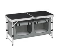WOLTU Table de pique-nique pliante en aluminium, table de type valise avec sac de rangement, armoires, table de camping réglable en hauteur pour barbecue et jardin black grey