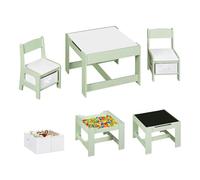 WOLTU Table et 2 Chaises pour Enfants, Mobilier pour Crèche avec Rangement, Plateau de Table Réversible, pour Bricolage, Dessin et Lecture, pour Enfants Plus de 2 Ans, en Bois MDF, Vert et Blanc