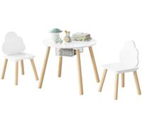 WOLTU Table et Chaise Enfant, Ensemble Table Enfant avec Rangement, Forme Nuage, MDF et Bois Massif, Blanc W0ETT0241