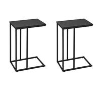 WOLTU Tables d'Appoint en Forme de C Lot de 2, Bout de canapé, en métal et MDF, 45x25x63,5cm, Noir TSG17sz-2