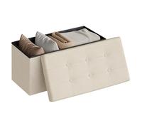 WOLTU Tabouret Banc de Rangement en Lin, Pouf Pliable
