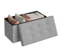 WOLTU Tabouret Banc de Rangement en Lin, Pouf Pliable, Coffre de Rangement 76x37,5x38cm,Gris Clair