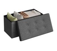 WOLTU Tabouret Banc de Rangement en Lin, Pouf Pliable, Coffre de Rangement 76x37,5x38cm,Gris Foncé