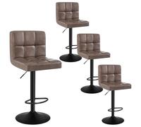 WOLTU Tabouret Bar avec Dossier Lot de 4, Tabourets Rembourrées sur Pieds Noirs/Blancs en Métal, Siège Rotatif et Ajustable en Hauteur, en Similicuir Vintage, Brun Foncé, BH112dbr-4