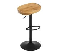 WOLTU Tabouret Bar, Chaise de Bar, en Bois, Cadre en Métal, Réglable en Hauteur, Pivotant à 360°, avec Repose-Pieds, Industriel, Chêne foncé, BH413dc-1