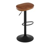 WOLTU Tabouret Bar, Chaise de Bar, en Bois, Cadre en Métal, Réglable en Hauteur, Pivotant à 360°, avec Repose-Pieds, Industriel, Marron, BH413br-1