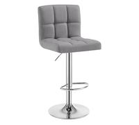 WOLTU Tabouret Bar, Hauteur Réglable, en Lin, Gris Clair | Chaise de bar, Siège pivotant à 360°, avec Dossier et Repose-Pieds, pour Cuisine, Salle à Manger