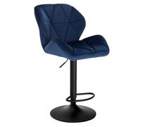 WOLTU Tabouret Bar, Hauteur Réglable, en Velours, Bleu | Chaise de bar, Siège pivotant à 360°, avec Dossier et Repose-Pieds, pour Cuisine, Salle à Manger