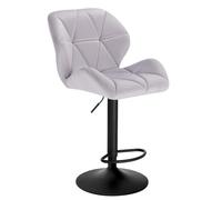 WOLTU Tabouret Bar, Hauteur Réglable, en Velours, Gris Clair | Chaise de bar, Siège pivotant à 360°, avec Dossier et Repose-Pieds, pour Cuisine, Salle à Manger