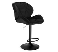 WOLTU Tabouret de bar, Siège en velours, Pieds en métal, Hauteur réglable, Noir