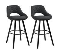 WOLTU Tabouret Bar Lot de 2, avec Dossier, Cadre en Bois, Tissu, Anthracite | Chaise Haute Bar, Repose-pieds, Siège Haut Rembourré 69cm, Tabouret pour Îlot de Cuisine, Bistro