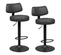 WOLTU Tabouret Bar Lot de 2, avec Dossier, en PU, Anthracite