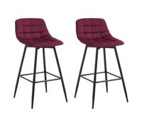 WOLTU Tabouret Bar Lot de 2, avec Dossier, Velours, Bordeaux | Chaise Haute Design, 64.5cm, Tabouret de bar, pour ilot central cuisine, Bistro, Repose-Pieds, Cadre en métal