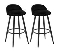 WOLTU Tabouret Bar Lot de 2, avec Dossier, Velours, Noir