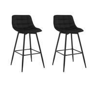 WOLTU Tabouret Bar Lot de 2, avec Dossier, Velours, Noir | Chaise Haute Design, 64.5cm, Tabouret de bar, pour ilot central cuisine, Bistro, Repose-Pieds, Cadre en métal