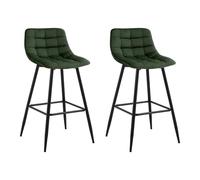 WOLTU Tabouret Bar Lot de 2, avec Dossier, Velours, Vert Foncé