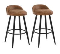 WOLTU Tabouret Bar Lot de 2, Chaise de Bar, Chaise Haute Cuisine, avec Dossier et Repose-Pieds, en Similicuir Vintage et Métal, Brun, BH327br-2