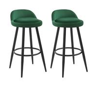 WOLTU Tabouret Bar Lot de 2, Chaise de Bar, Chaise Haute Cuisine, avec Dossier et Repose-Pieds, Velours, Cadre en Métal, Vert Foncé, BH296dgn-2