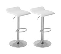 WOLTU Tabouret Bar Lot de 2, Chaise Haute Cuisine, Pivotant à 360°, Hauteur Réglable, pour Bar, Cuisine, Comptoir, Café, PVC+Métal, avec Repose-Pieds, Blanc+argenté