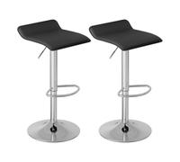 WOLTU Tabouret Bar Lot de 2, Chaise Haute Cuisine, Pivotant à 360°, Hauteur Réglable, pour Bar, Cuisine, Comptoir, Café, PVC+Métal, avec Repose-Pieds, Noir + Argenté