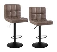 WOLTU Tabouret Bar Lot de 2, Chaise Haute de Bar Pivotant à 360° et Réglable en Hauteur, pour Îlot Central Cuisine, Comptoir, Tabourets avec Dossier et Repose-Pieds, en Simili Cuir, Brun Foncé