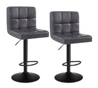 WOLTU Tabouret Bar Lot de 2, Chaise Haute de Bar Pivotant à 360° et Réglable en Hauteur, pour Îlot Central Cuisine, Comptoir, Tabourets avec Dossier et Repose-pieds, en Simili Cuir, Anthracite